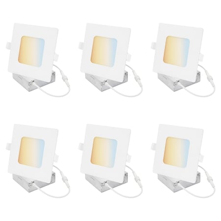 Sunlite LED 6-in Square 12W 950 Lumen Color Selectable 90 CRI Energy Star White Recessed Slim DownLght, 6PK 41708-NS